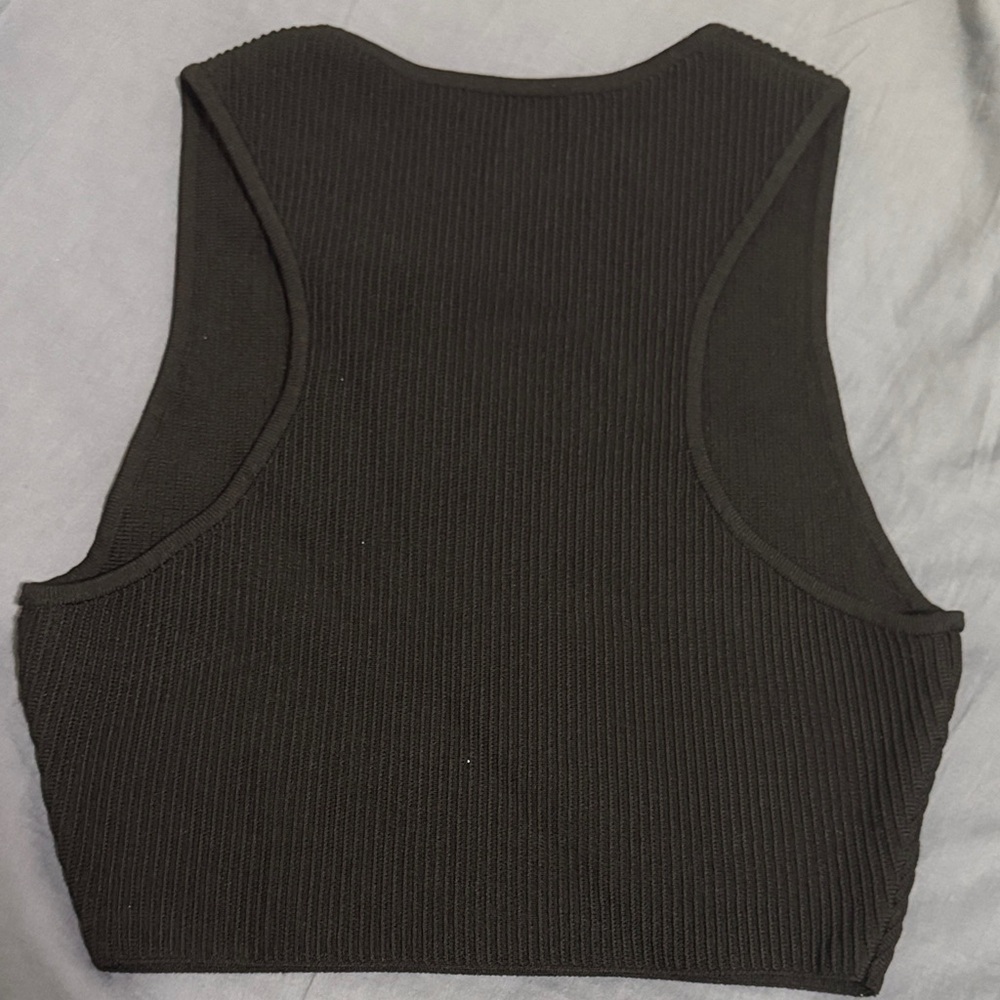 Babaton Black Ribbed Crop Top - Picture 13 of 15